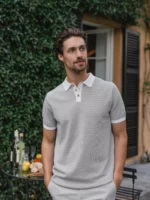 Knit Melange Button Polo