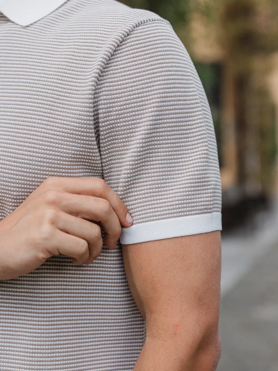 Knit Melange Button Polo