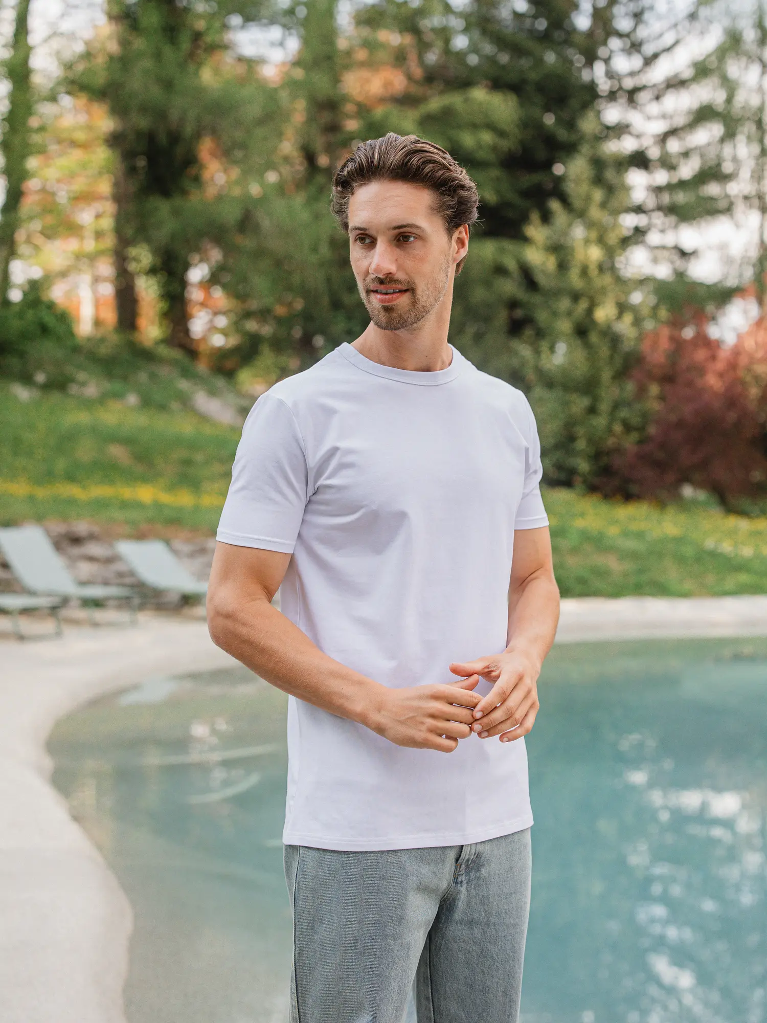 Weißes Slimfit-T-Shirt 1608 WEAR