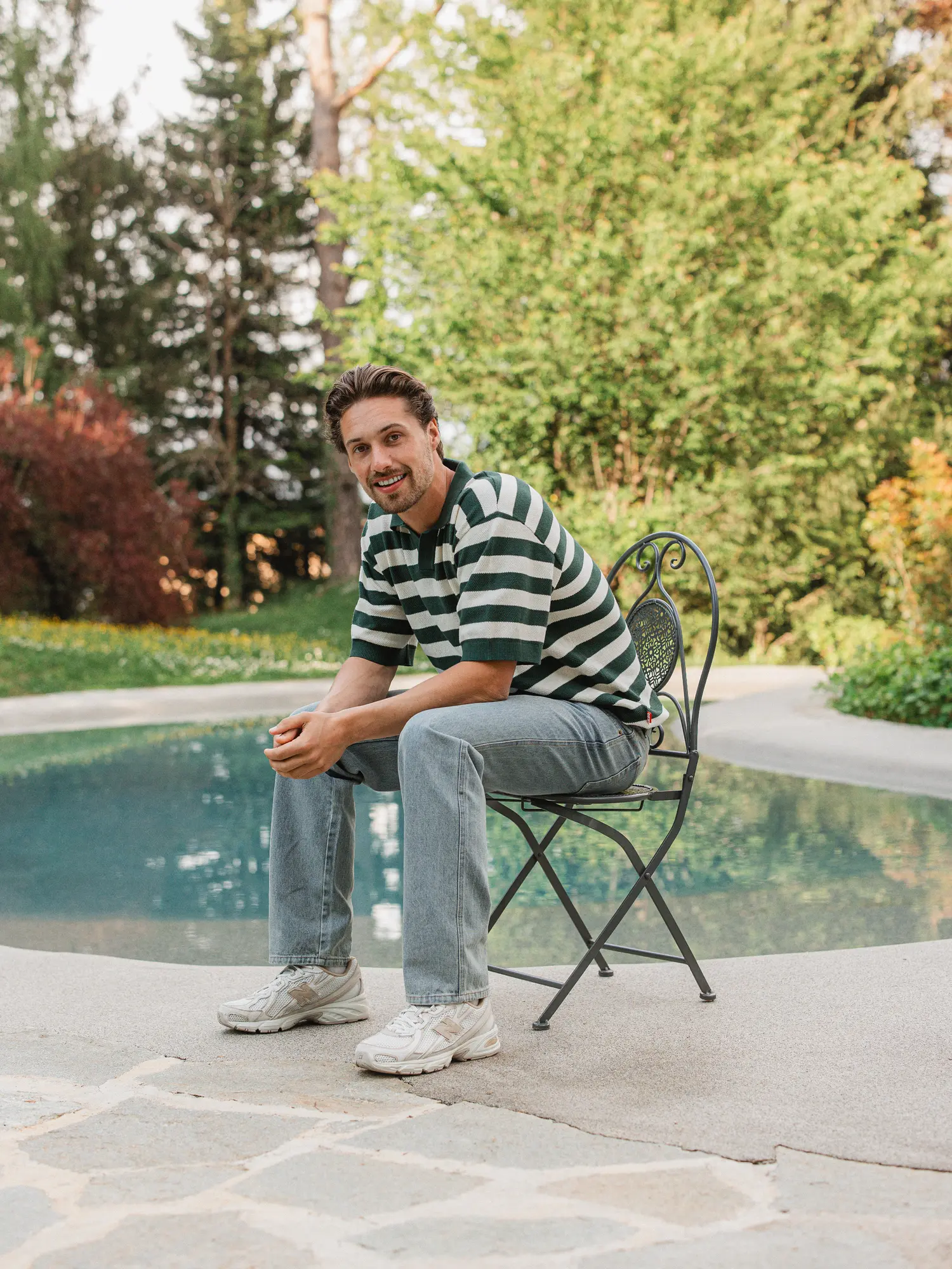 Green Knitted Stripe Polo 1608 WEAR