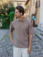 Brown Knit Oversized Polo