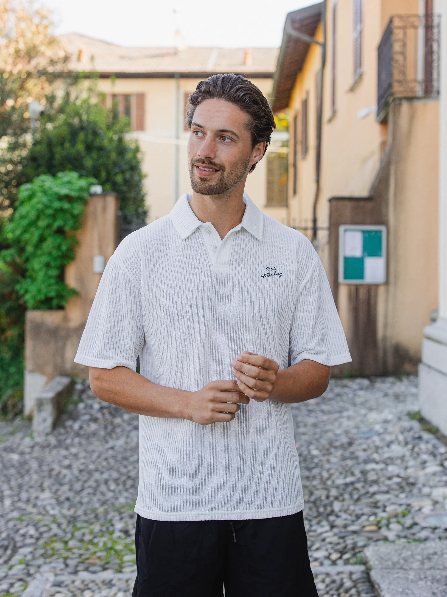 White Knit Oversized Polo 1608 WEAR