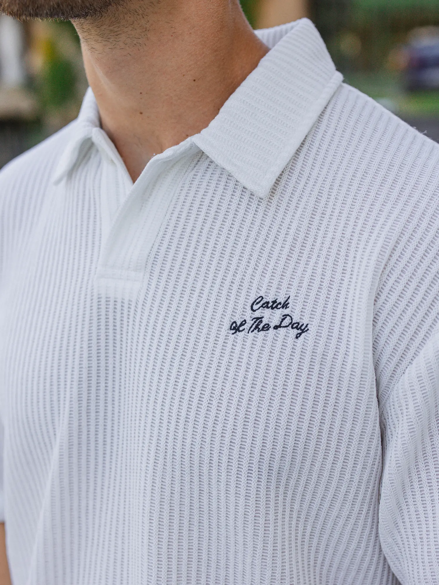 White Knit Oversized Polo 1608 WEAR