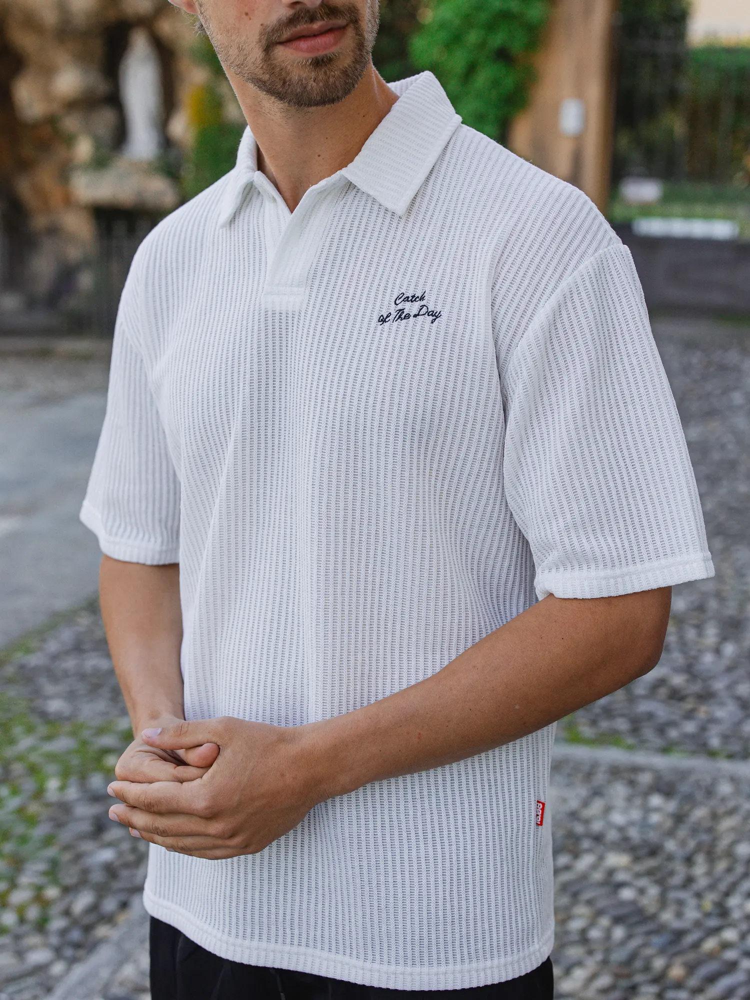 White Knit Oversized Polo 1608 WEAR