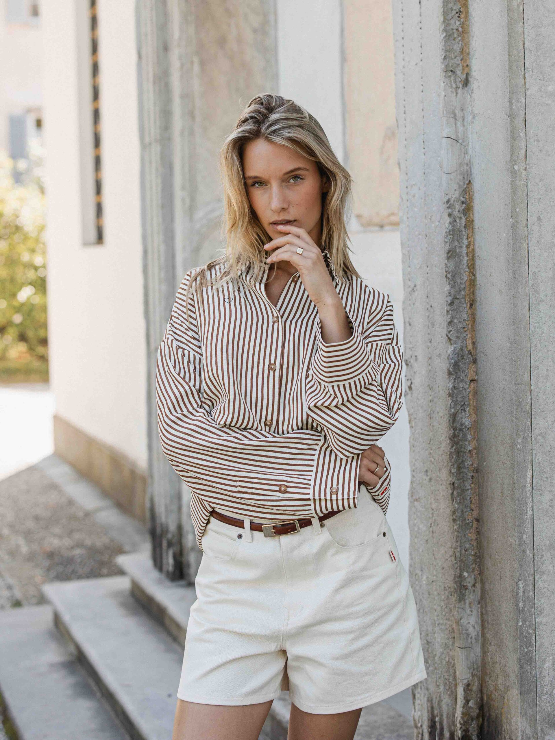 Brown Stripe Blouse 1608 WEAR