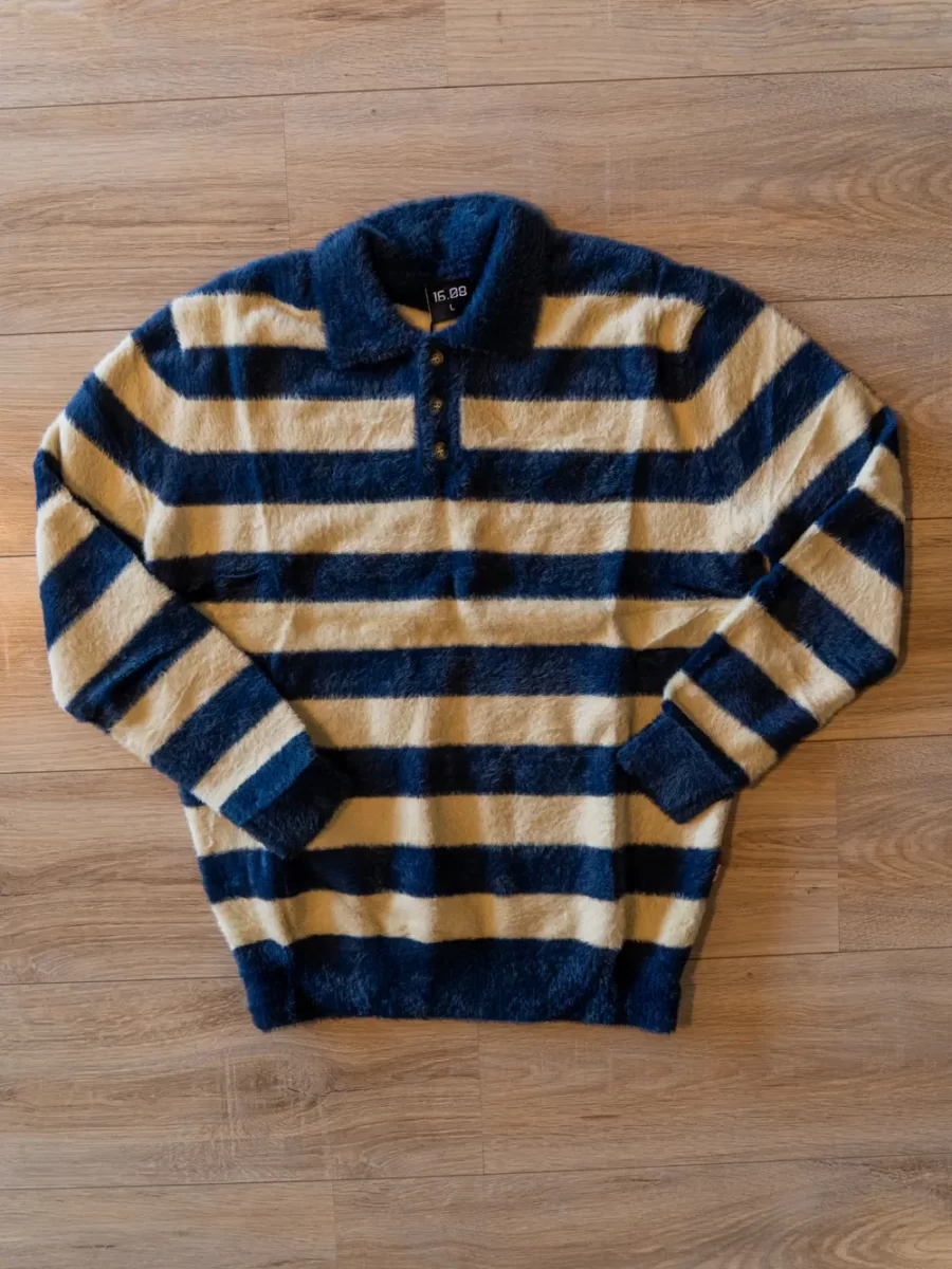 Blue Stripe Fluffy Sweater