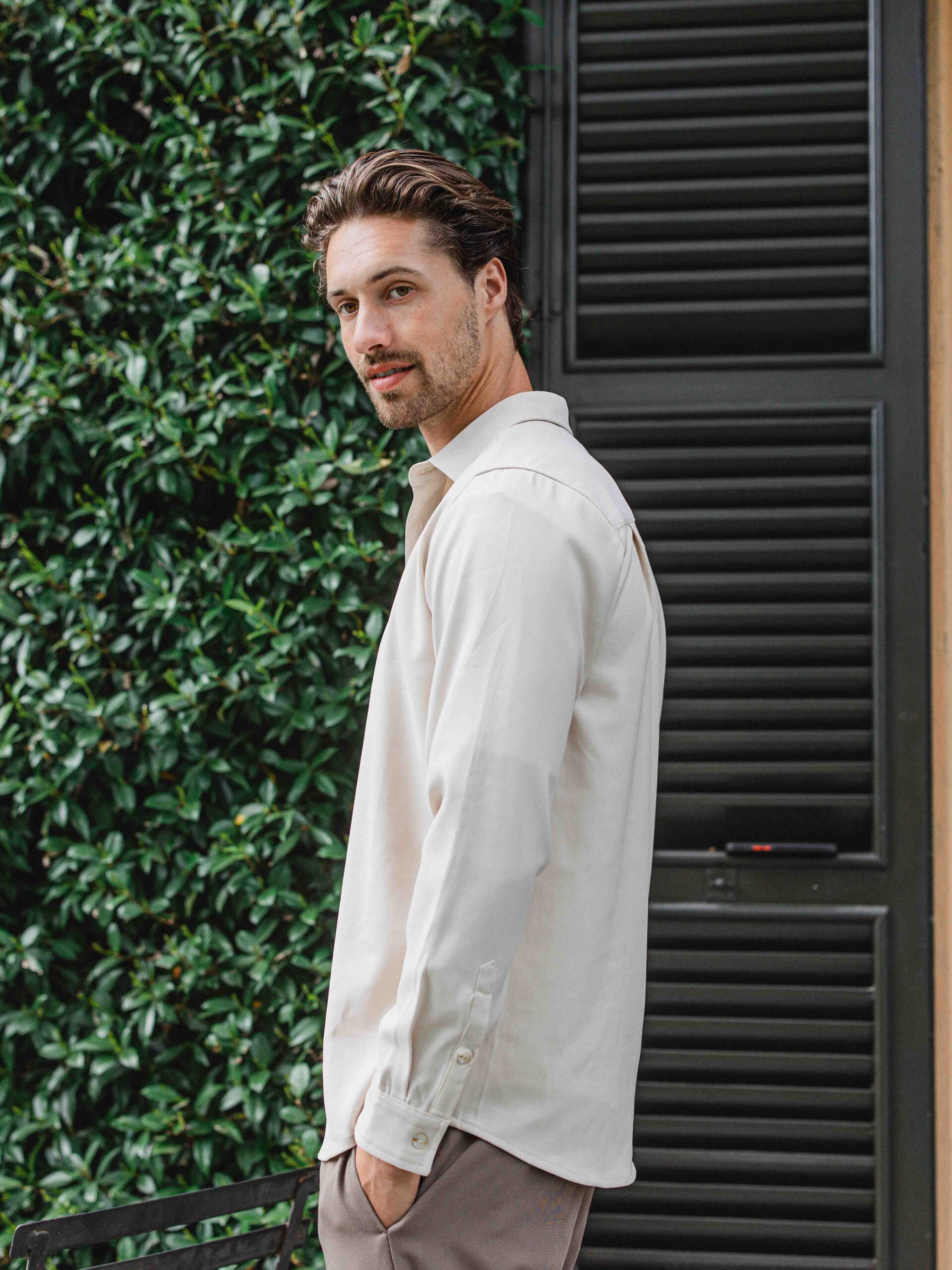 Beige Business Button Up Shirt 1608 WEAR
