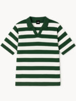 Green Knitted Stripe Polo