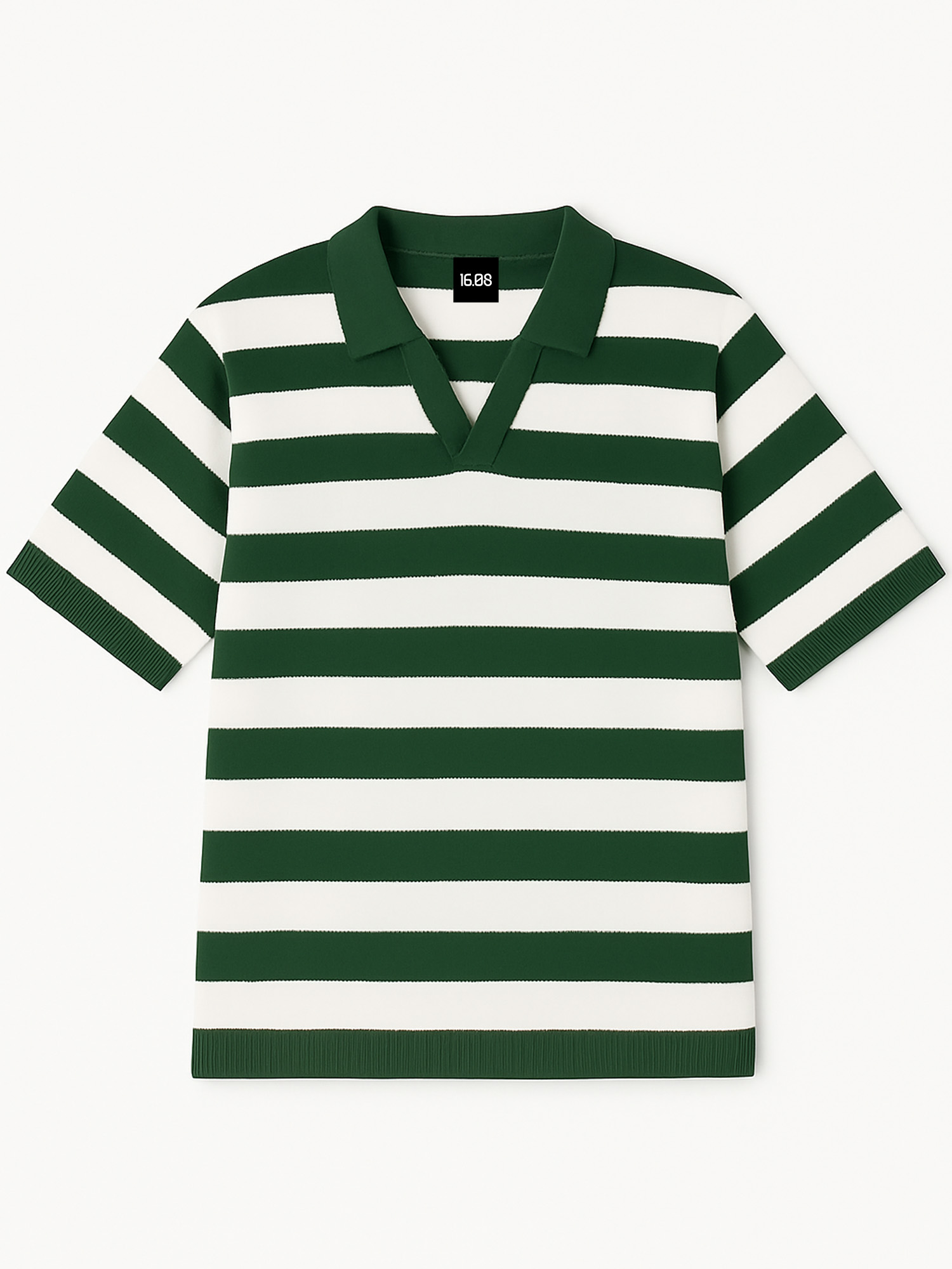 Green Knitted Stripe Polo 1608 WEAR