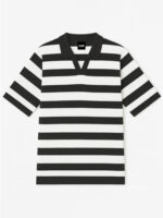 Black Knitted Stripe Polo