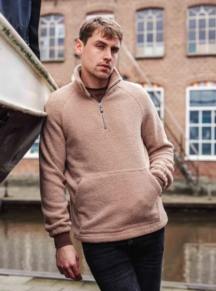 Brown Teddy Halfzip