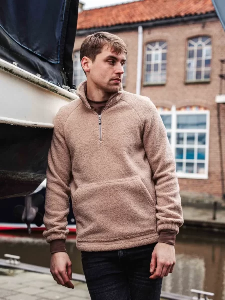 Brown Teddy Halfzip
