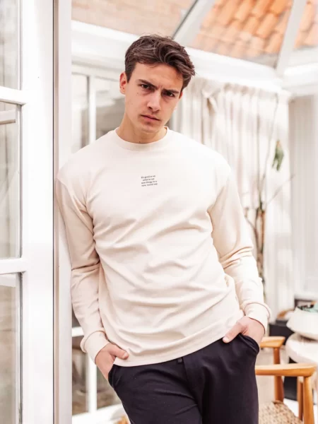 Creme Text Front Longsleeve