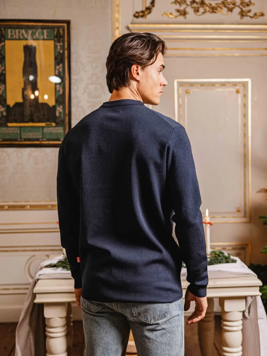 Viscose Navy Knit Zipper