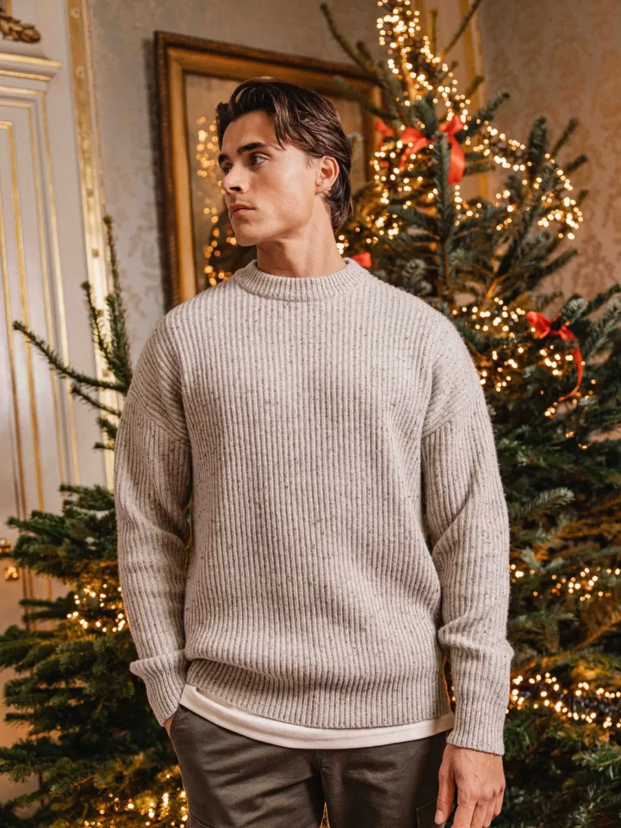 Brown Melange Knitted Rib Longsleeve