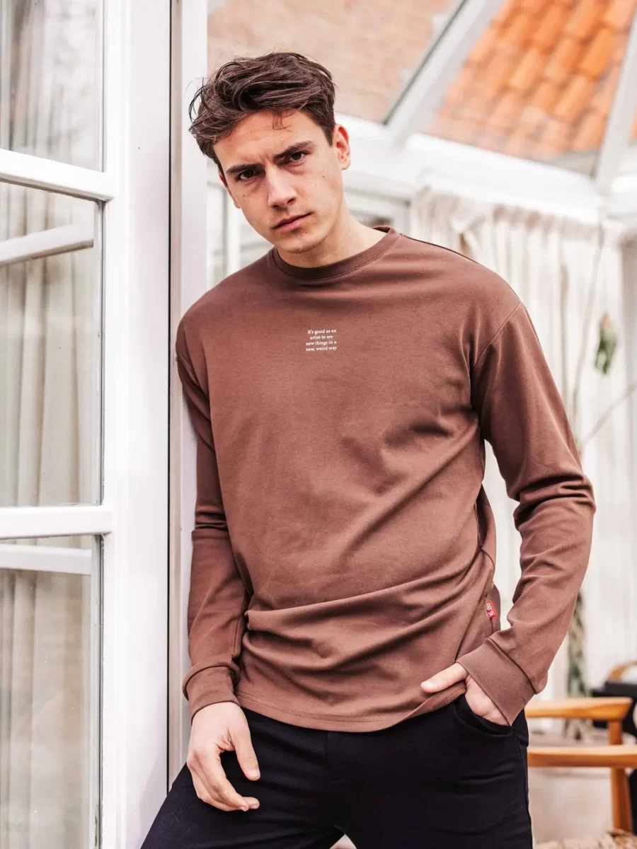 Brown Text Front Longsleeve