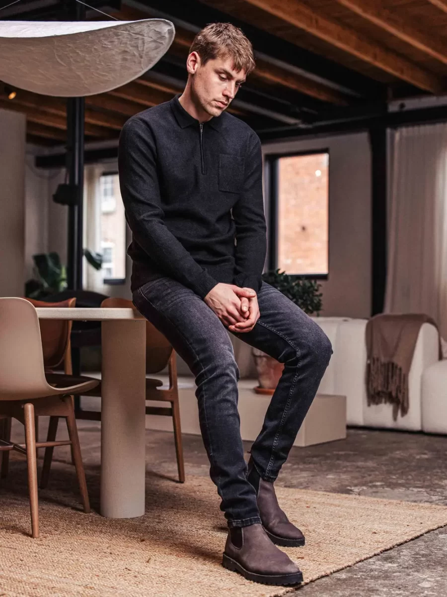 Black Business Pocket Polo Zipper