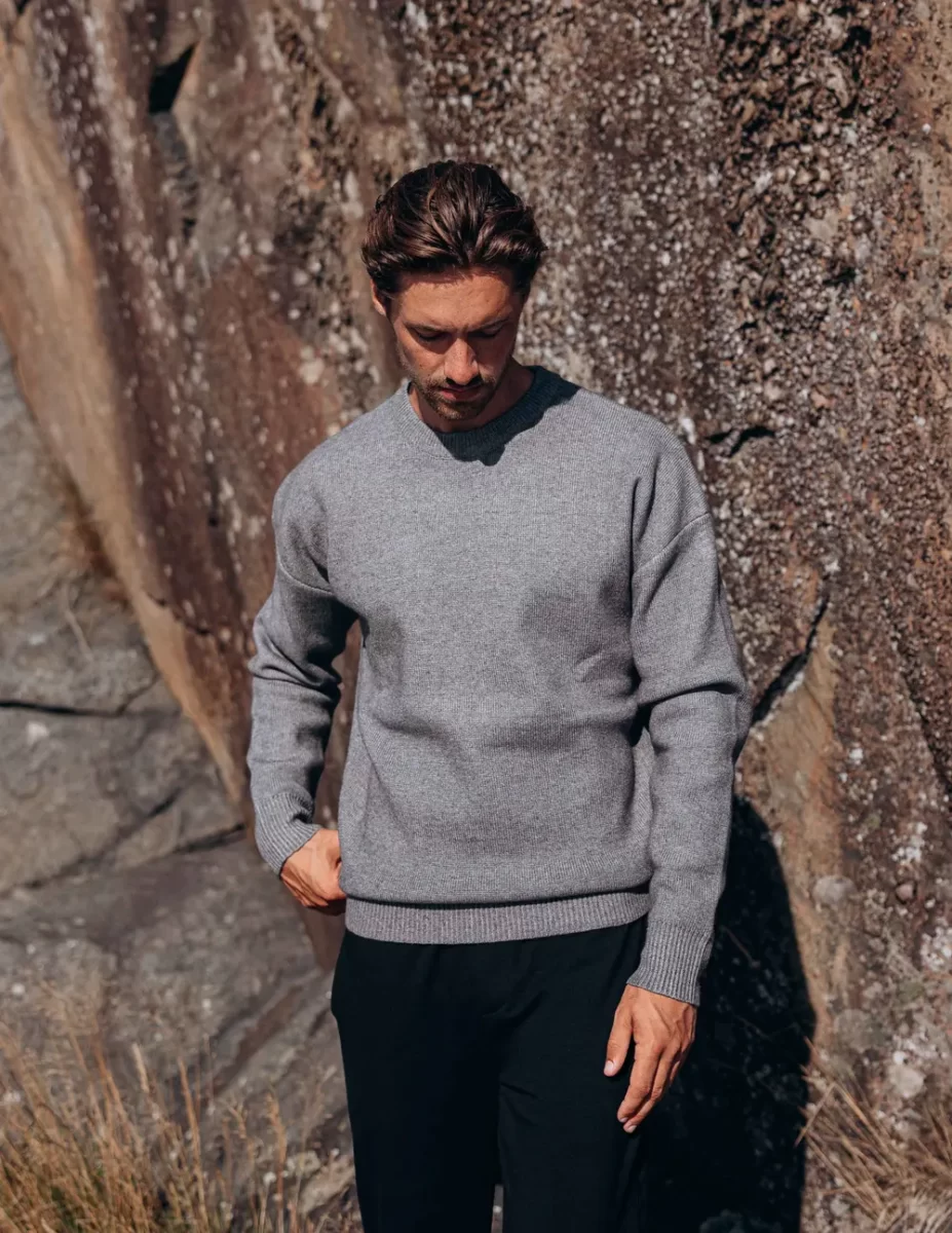 Grey Oversized Knit Sweater