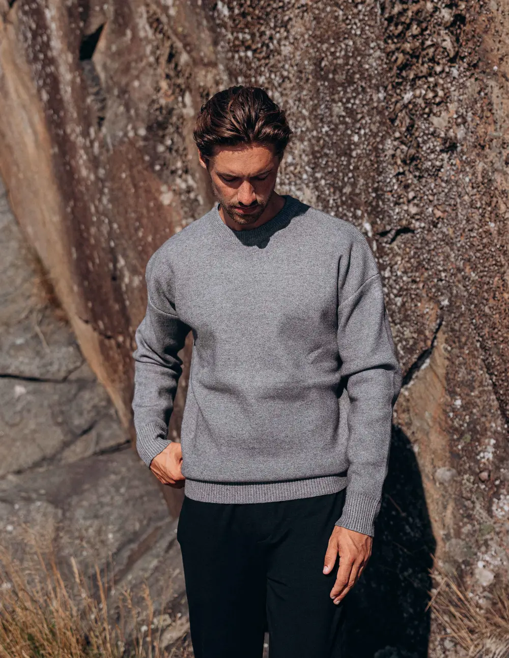 Grey Oversized Knit Sweater 1608 WEAR