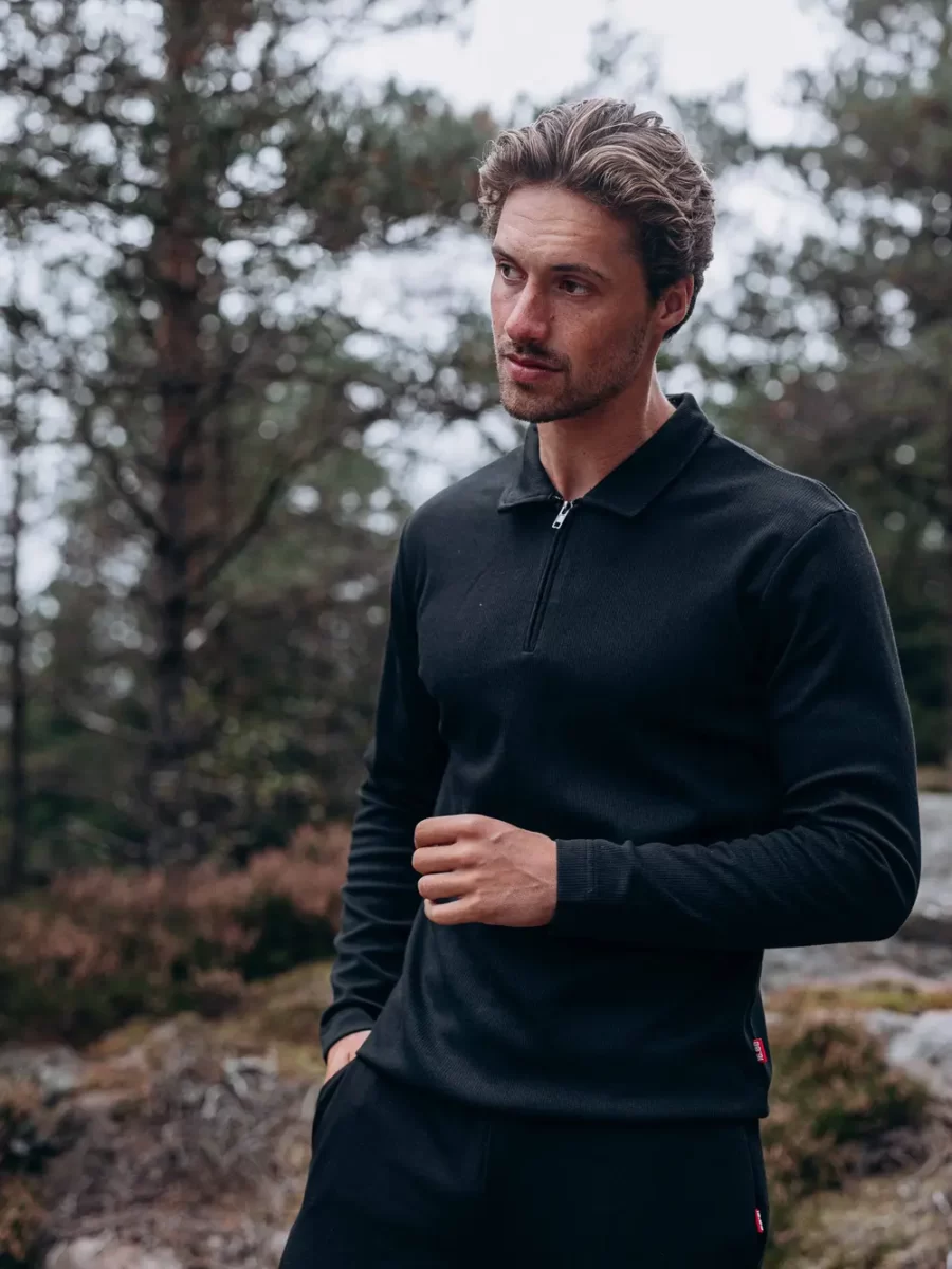 Black 24 Polo Zipper
