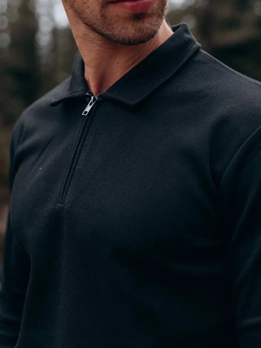 Black 24 Polo Zipper