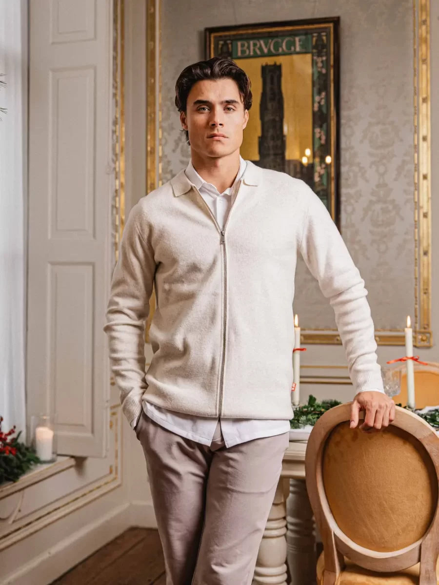 White Business Vest Zipper