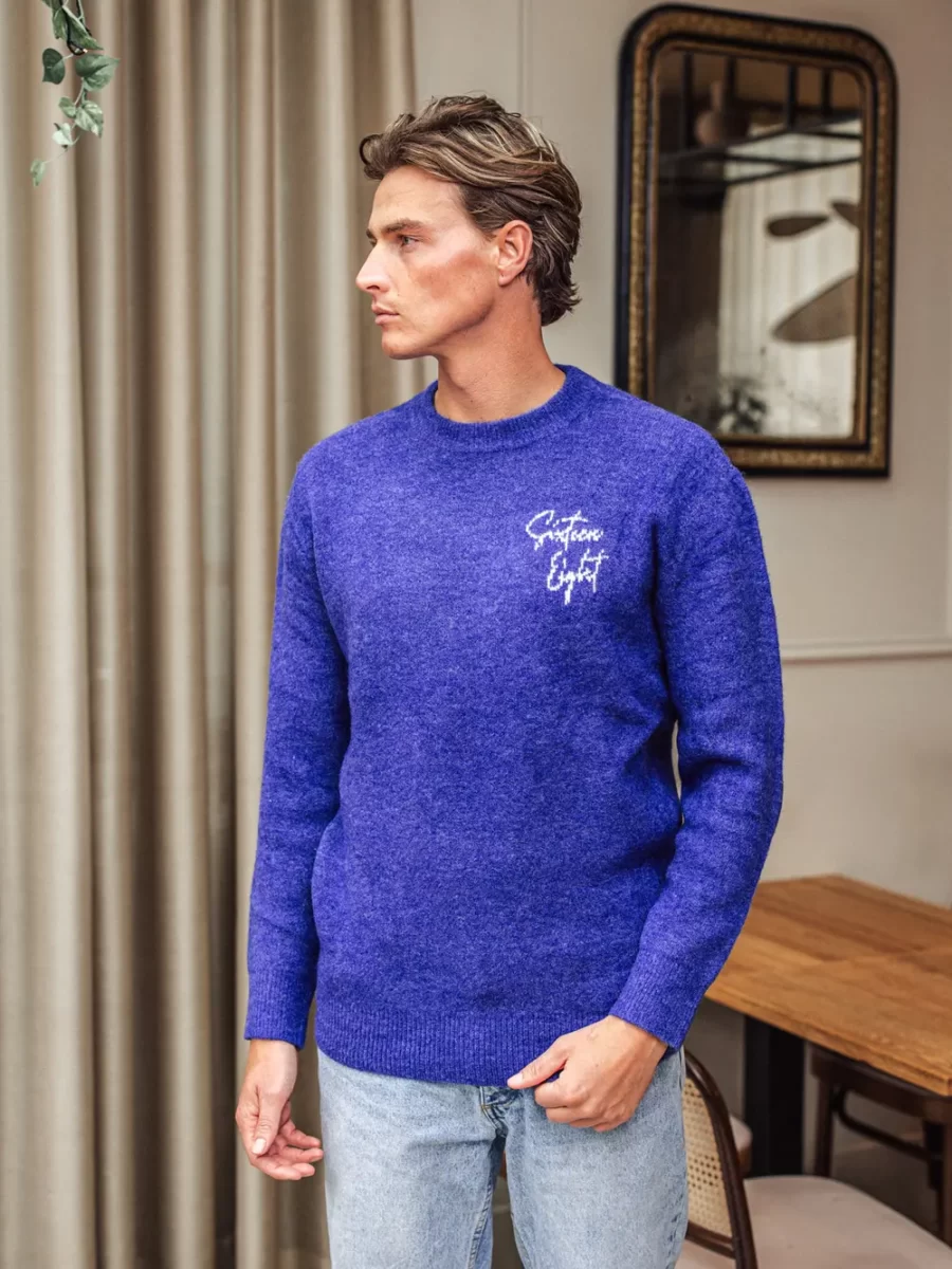 Blue Signature Knitted Sweater