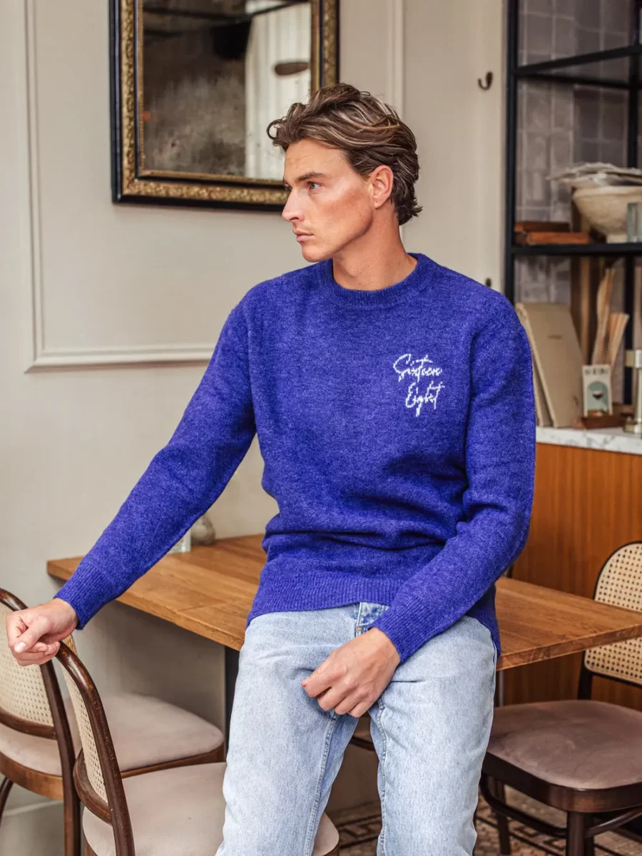 Blue Signature Knitted Sweater