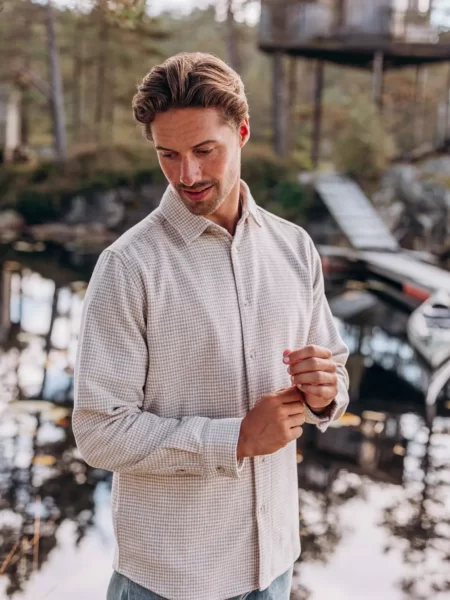 Beige Check Overshirt