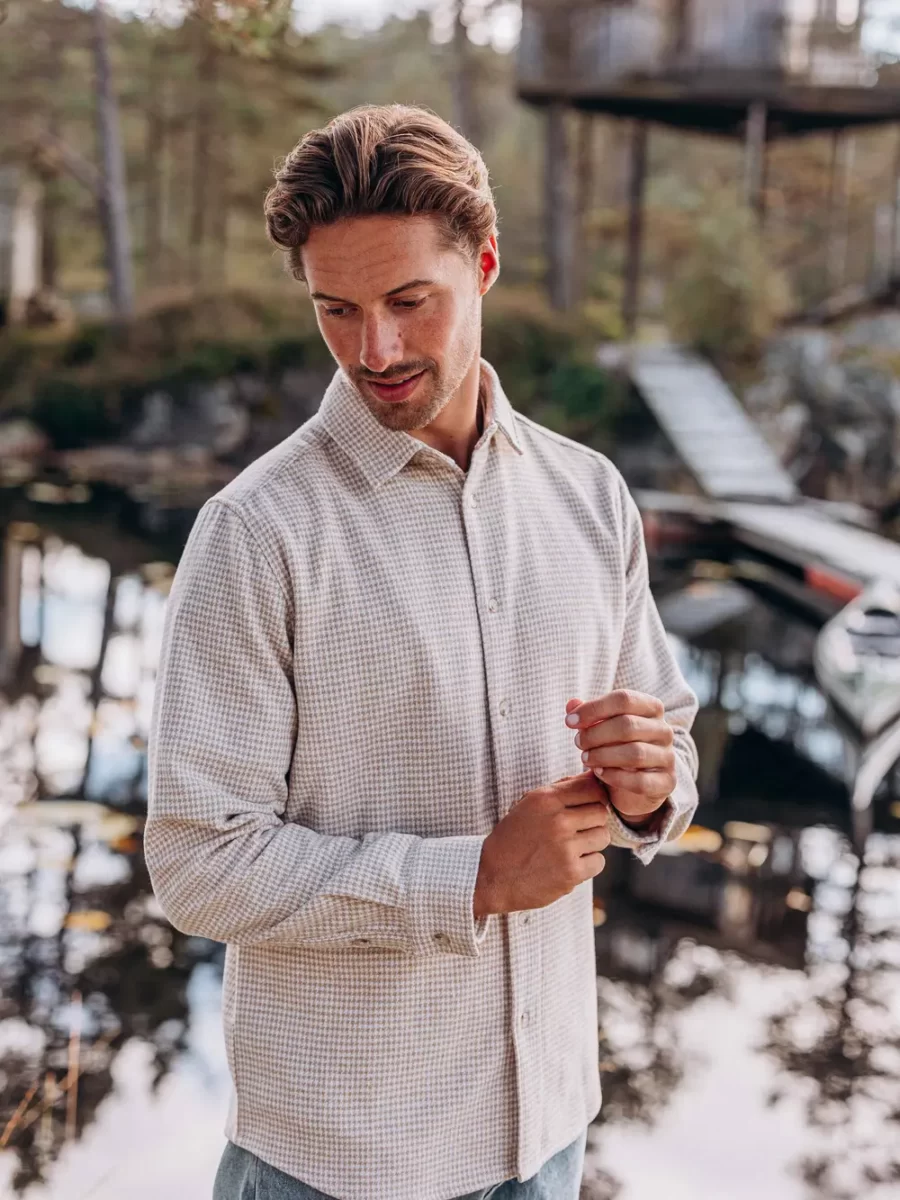Beige Check Overshirt
