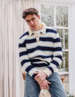 Navy/ Blue Knit Polo Sweater