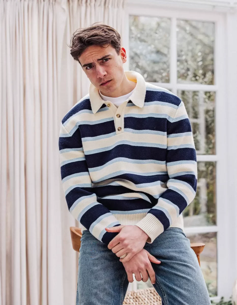 Navy/ Blue Knit Polo Sweater