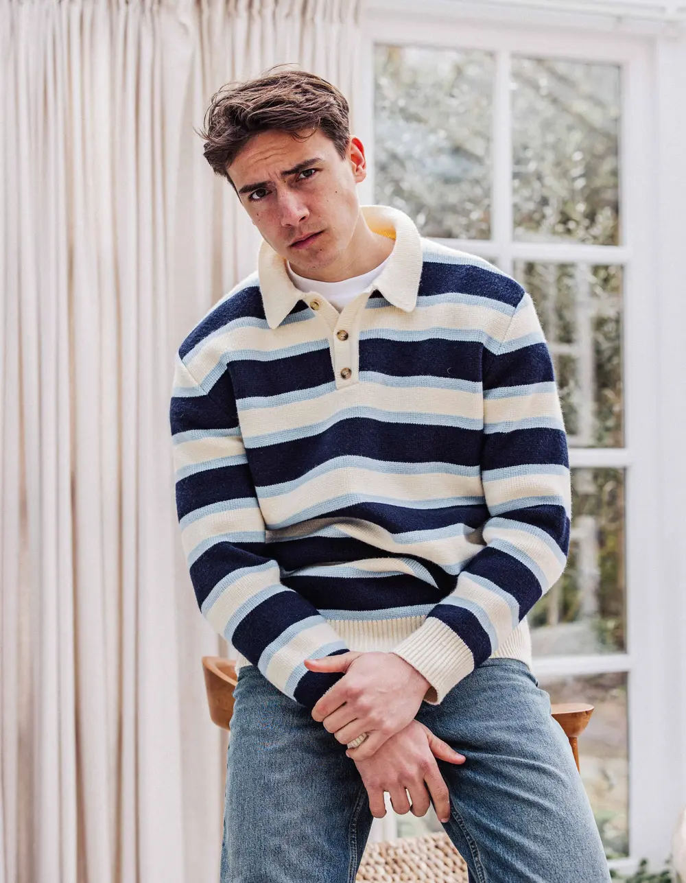 Navy/ Blue Knit Polo Sweater 1608 WEAR
