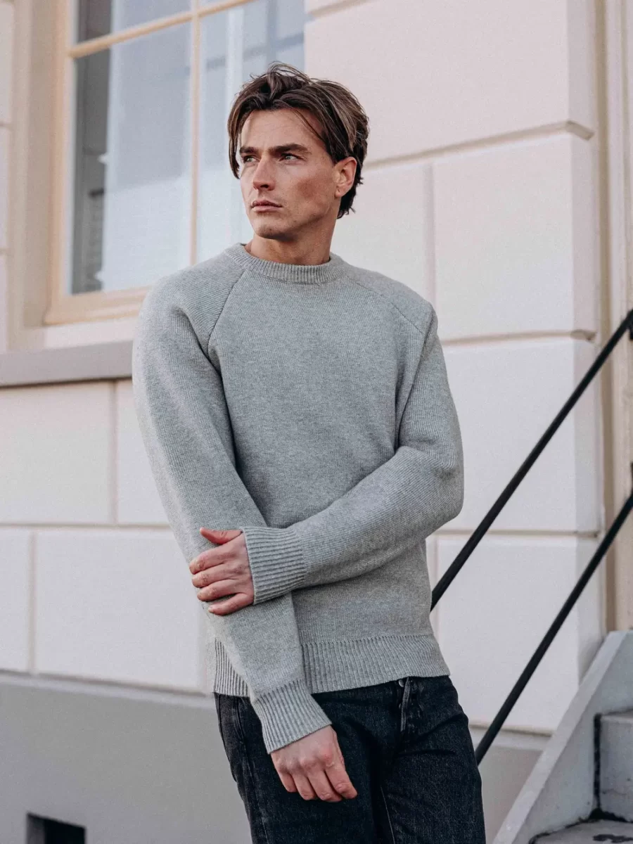 Grey Oversized Knit Raglan Sweater