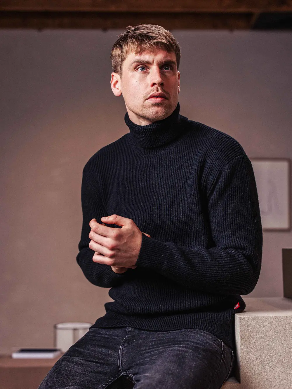 Black Knitted Turtleneck Rib 1608 WEAR