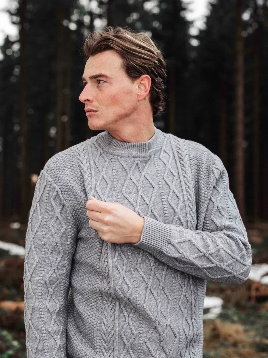 Grey Cable Sweater