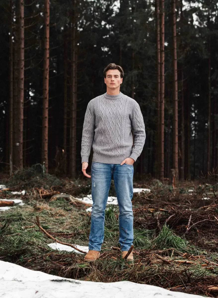 Grey Cable Sweater