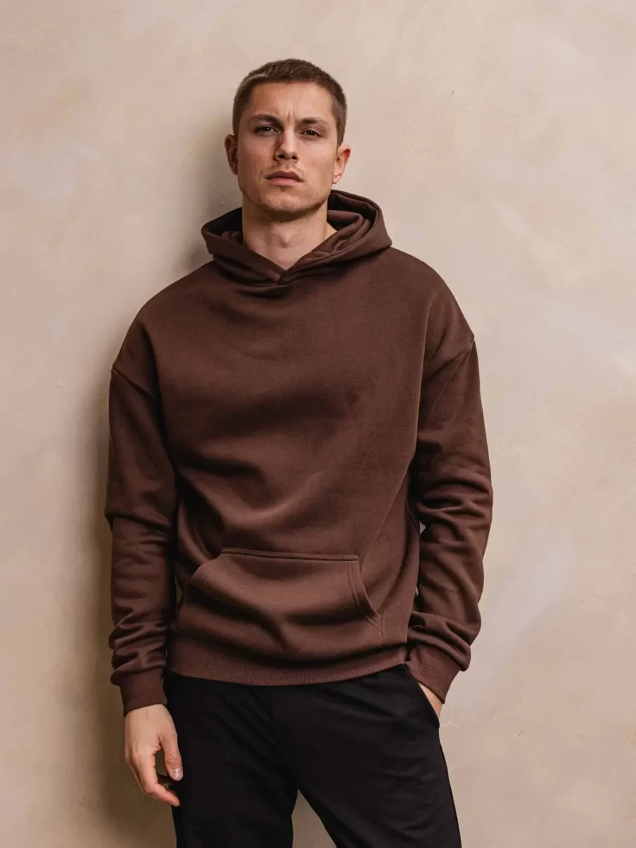 Brown Oversized Basic Hoodie