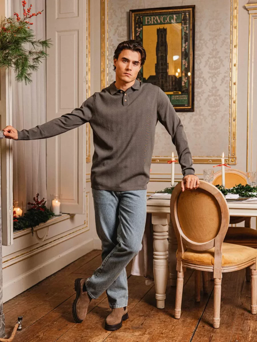Viscose Green Polo Button Longsleeve