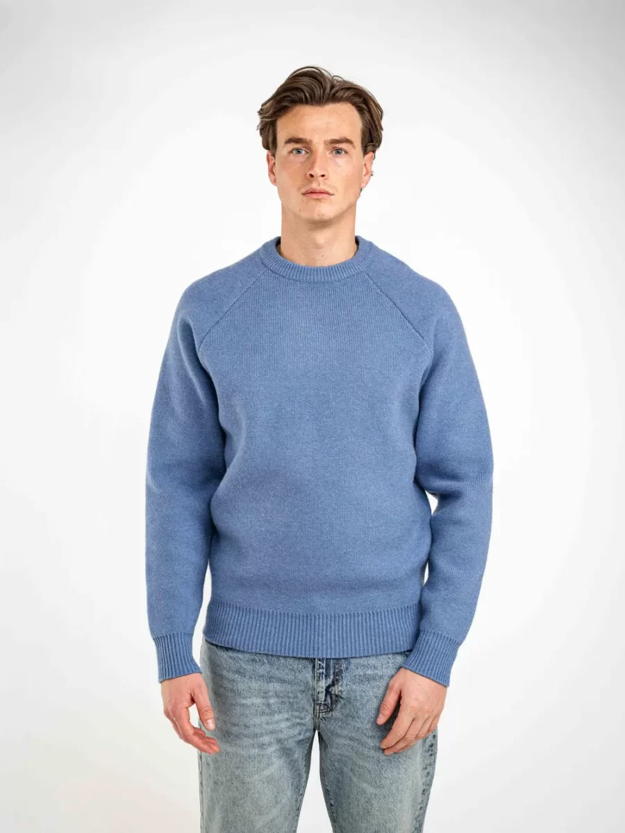 Blue Oversized Knit Raglan Sweater