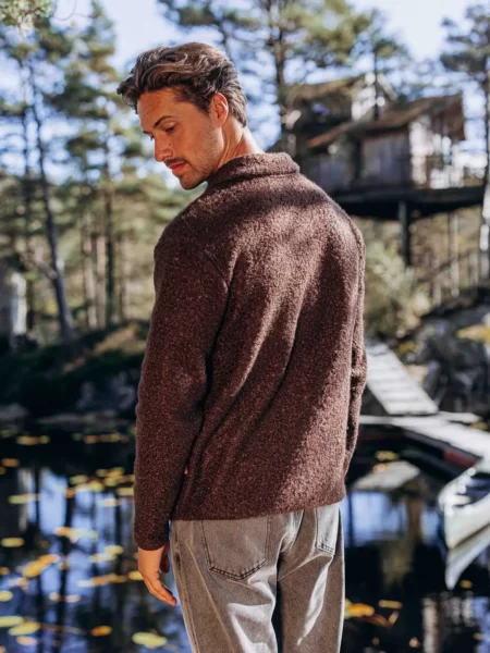 Brown Boucle Halfzip
