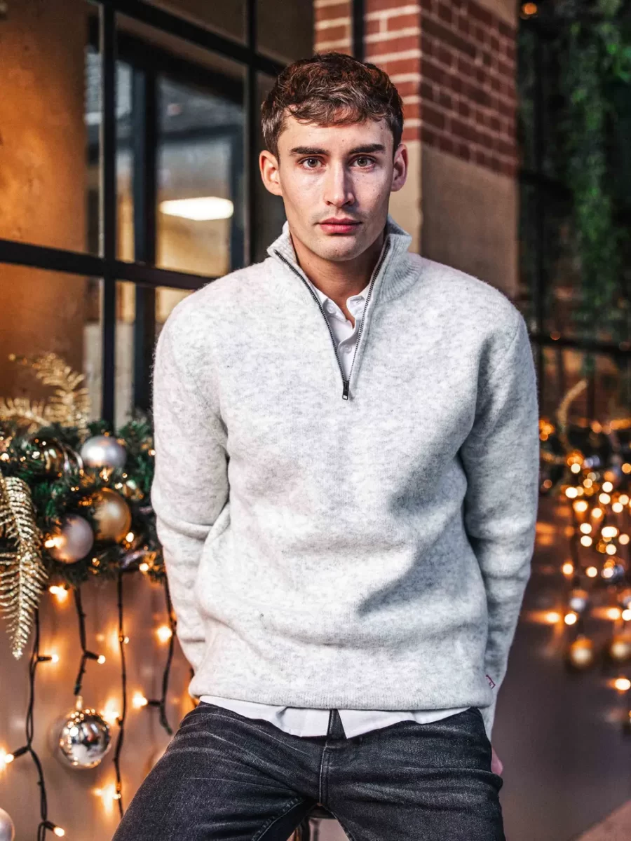 Light Grey Texture Halfzip