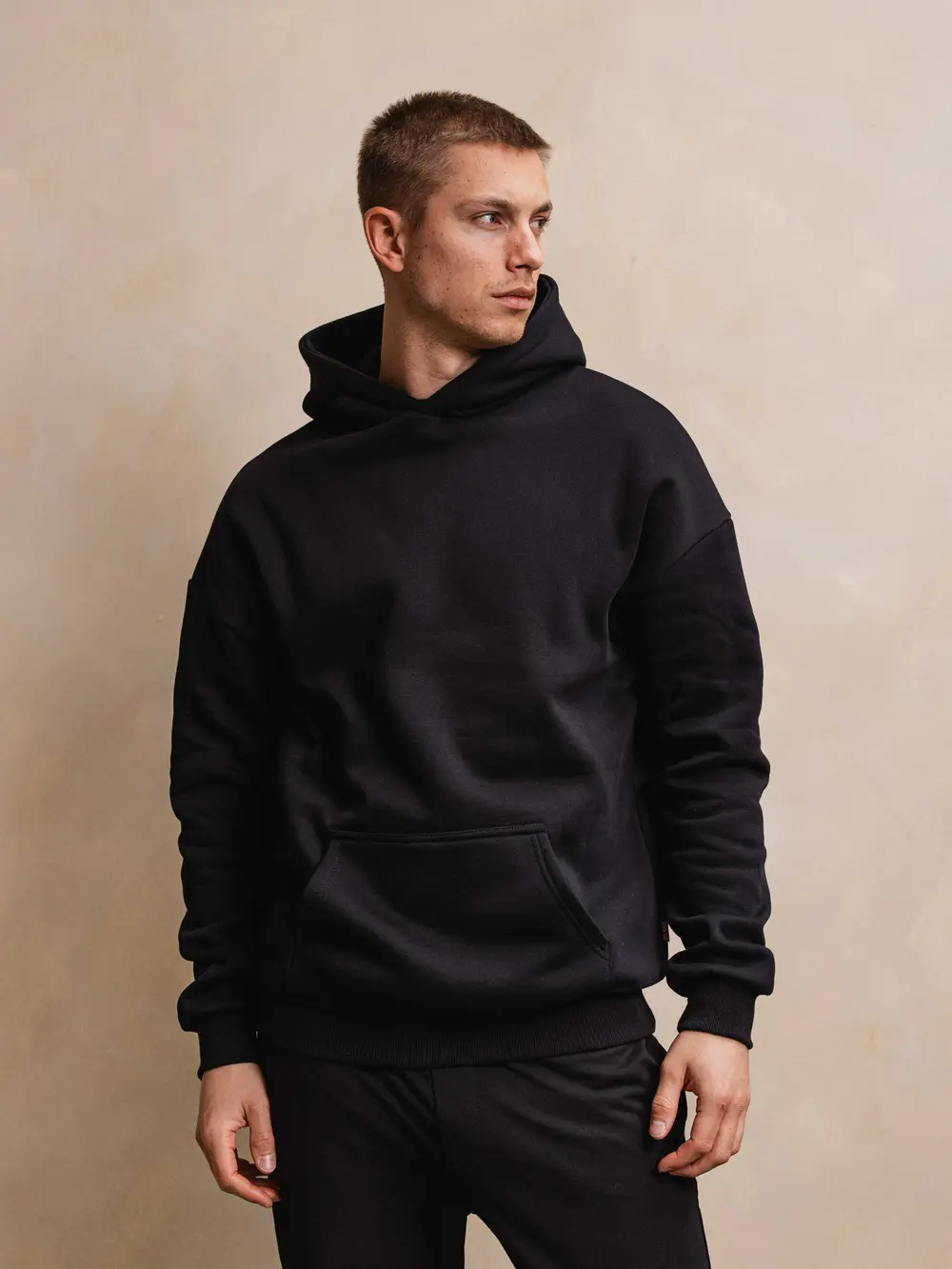 Black Basic Oversized Hoodie 1608 WEAR