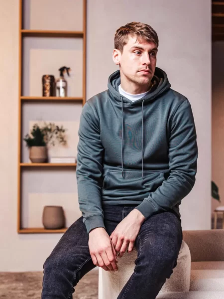 Stone Blue Basic Slimfit Hoodie