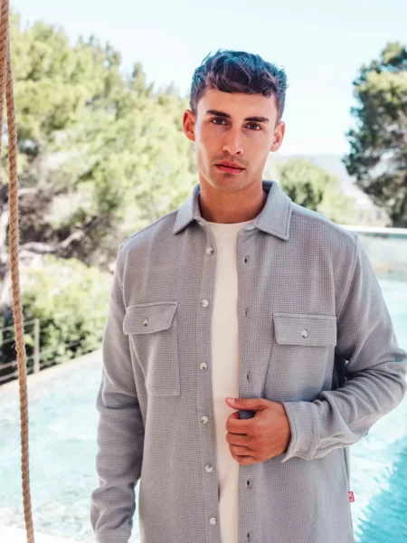 Stone Blue Waffle Overshirt