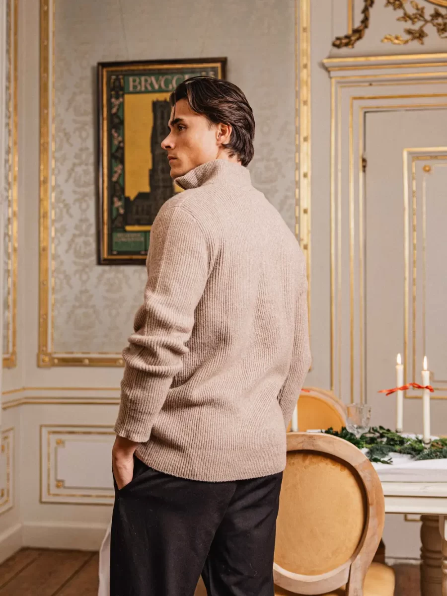 Brown Knitted Longsleeve Halfzip