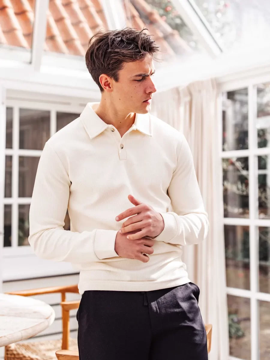 White 24 Button Polo