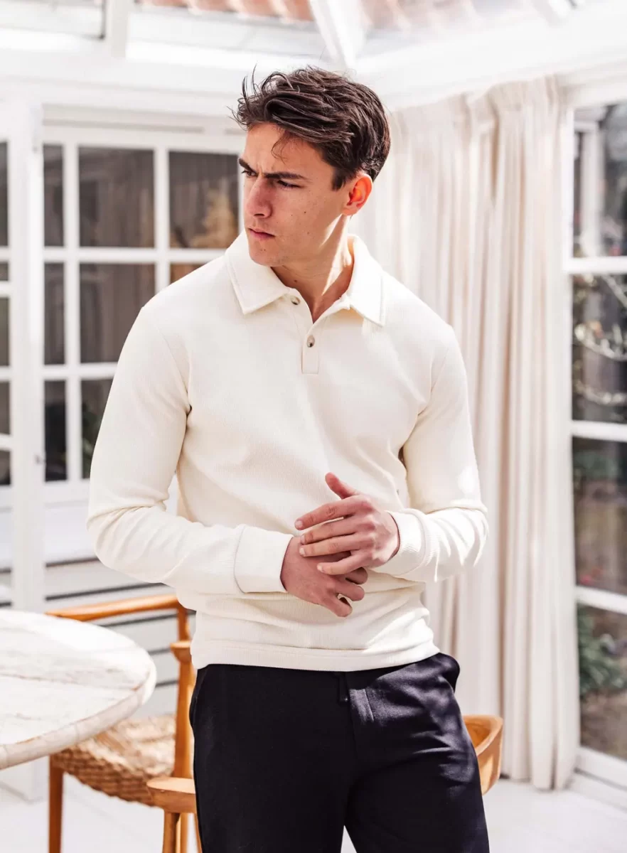 White 24 Button Polo