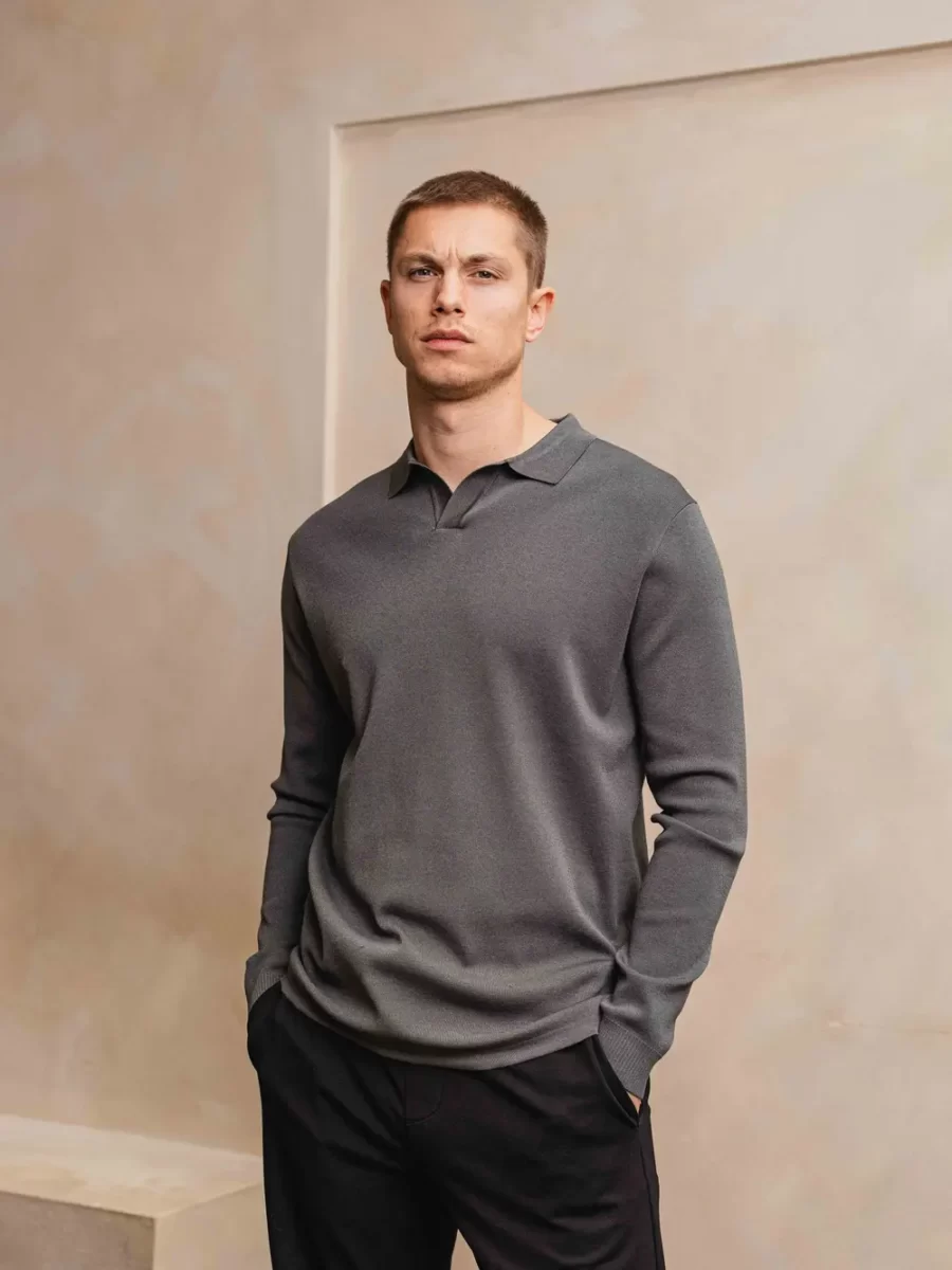 Viscose Green Knit Longsleeve V collar