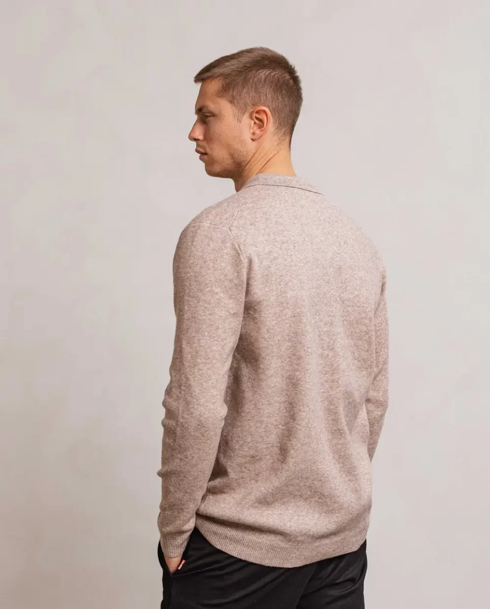 Brown Art Knitted Button Polo